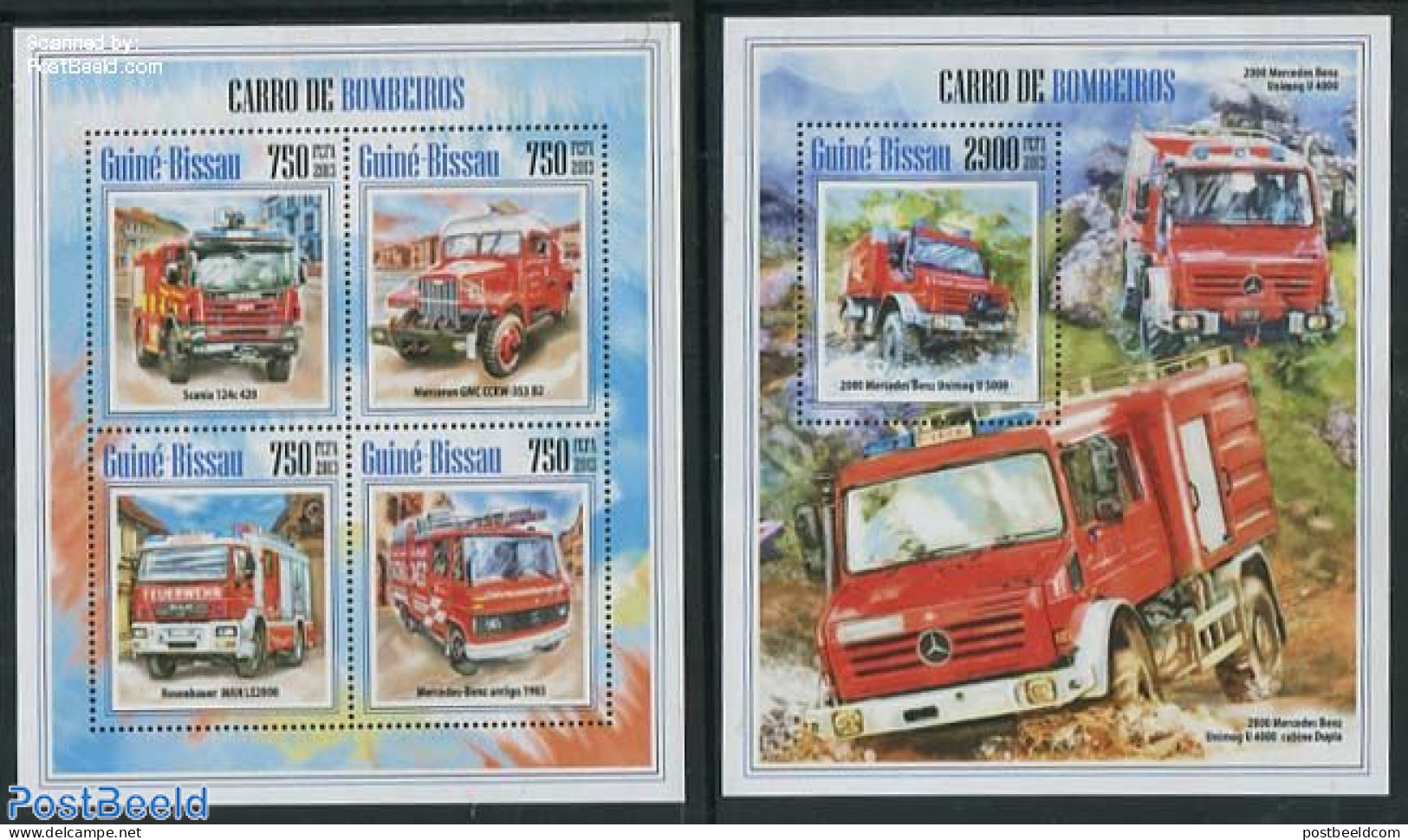 Guinea Bissau 2013 Fire Engines 2 S/s, Mint NH, Transport - Automobiles - Fire Fighters & Prevention - Voitures