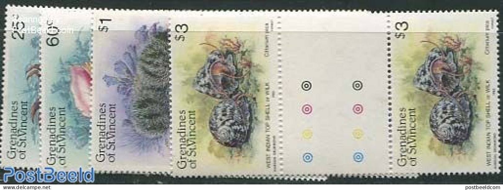 Saint Vincent & The Grenadines 1985 Marine Life 4 Gutter Pairs, Mint NH, Nature - Shells & Crustaceans - Meereswelt