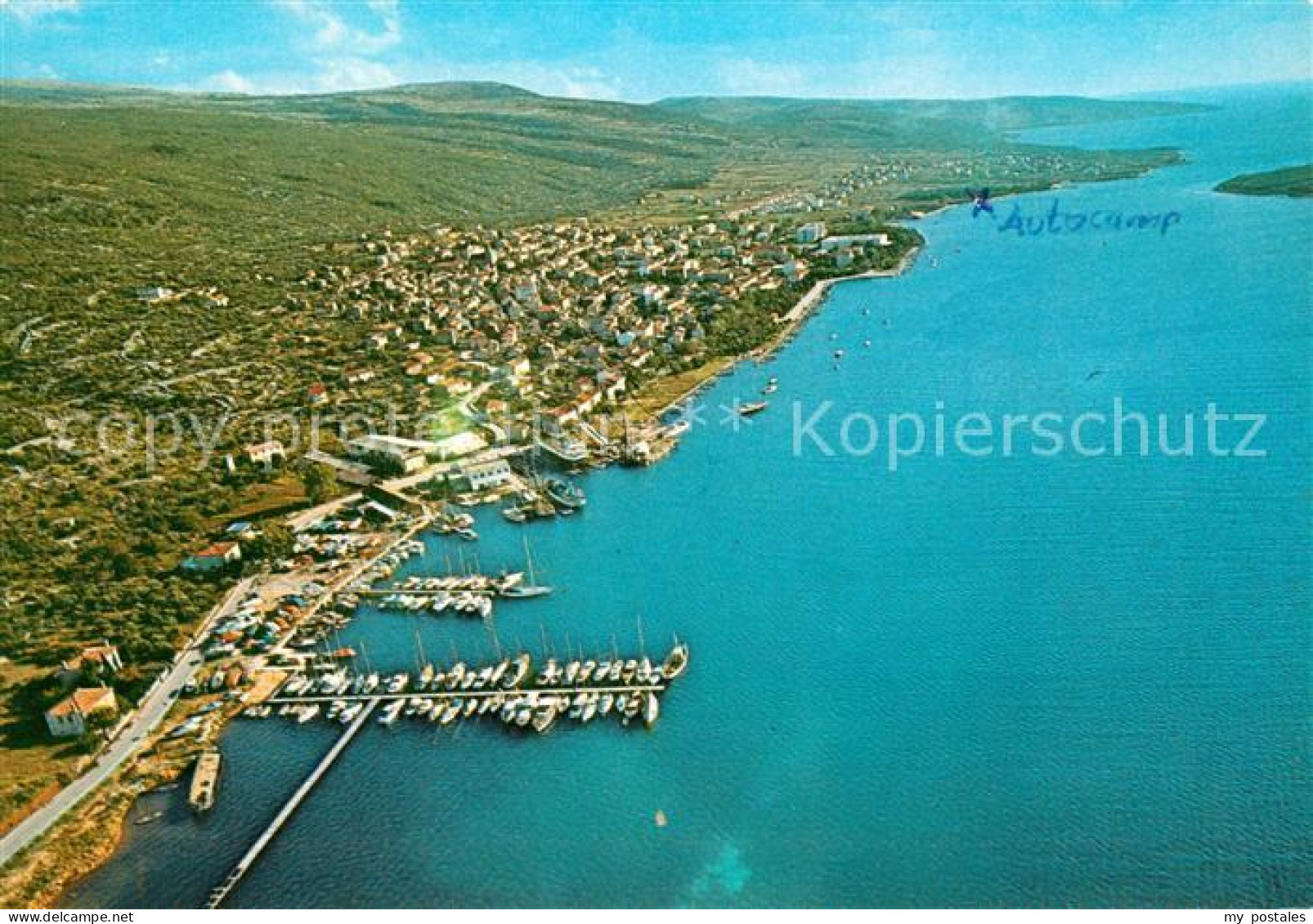 73356041 Punat Krk Hafen Kuestenpanorama Fliegeraufnahme Punat Krk - Croazia