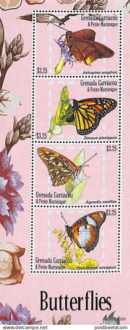 Grenada Grenadines 2013 Butterflies 4v M/s, Mint NH, Nature - Butterflies - Grenade (1974-...)