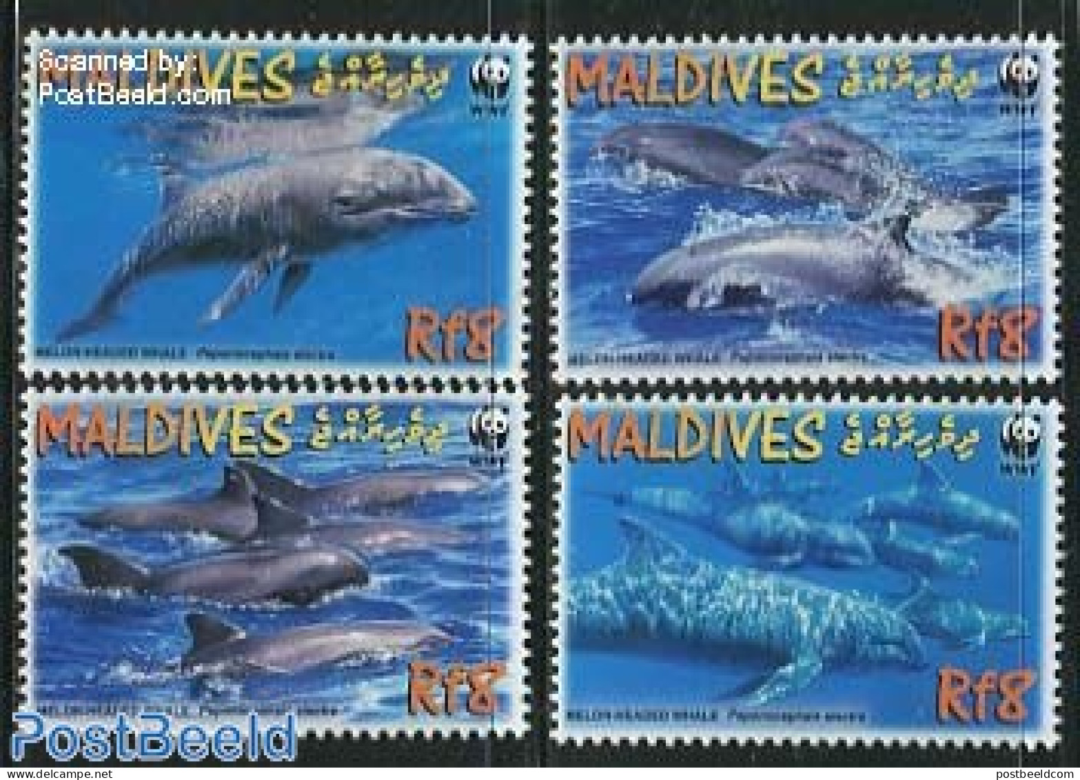 Maldives 2009 WWF, Melon-headed Whale 4v, Mint NH, Nature - Sea Mammals - World Wildlife Fund (WWF) - Malediven (1965-...)