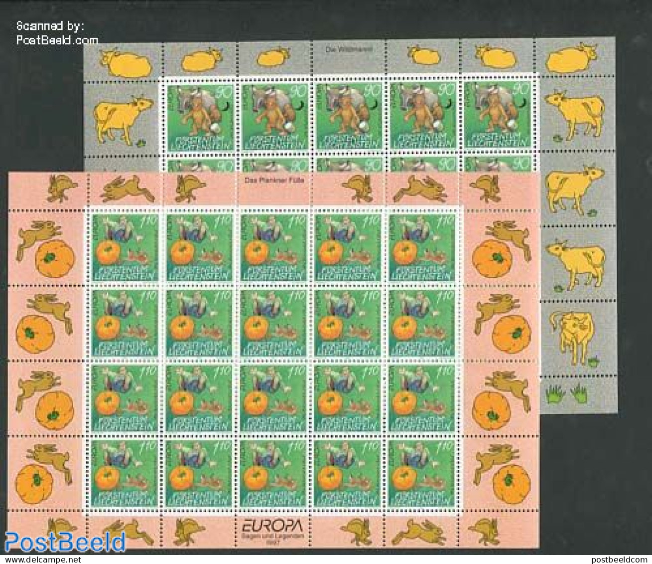 Liechtenstein 1997 Europa, Legends 2 M/ss, Mint NH, History - Nature - Europa (cept) - Rabbits / Hares - Art - Fairyta.. - Ongebruikt