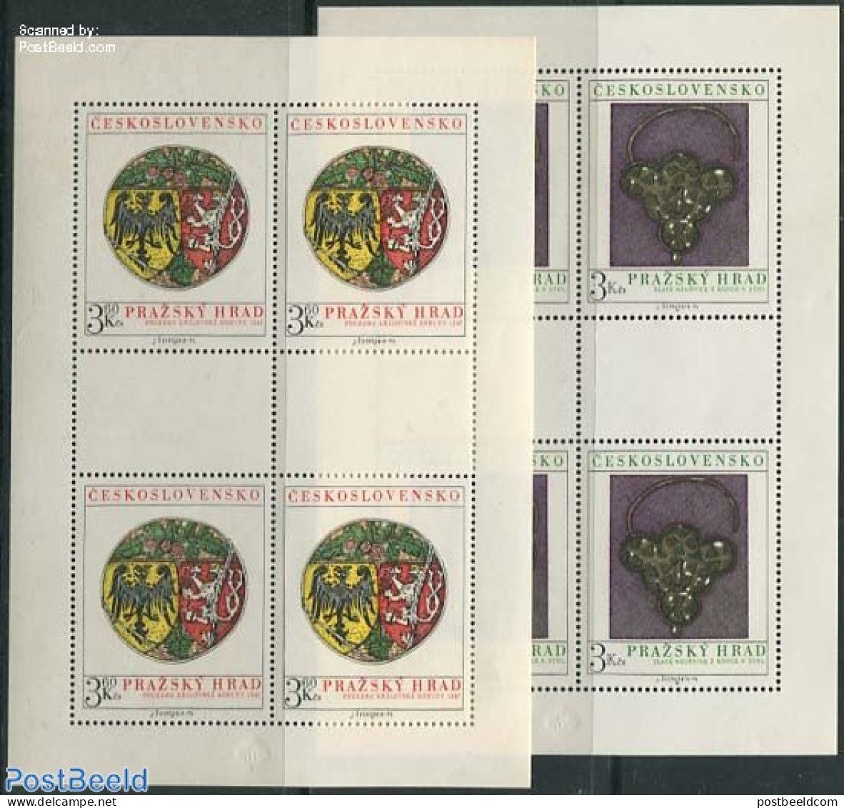 Czechoslovkia 1975 Praha Burg 2 M/ss, Mint NH, History - Coat Of Arms - Art - Art & Antique Objects - Other & Unclassified