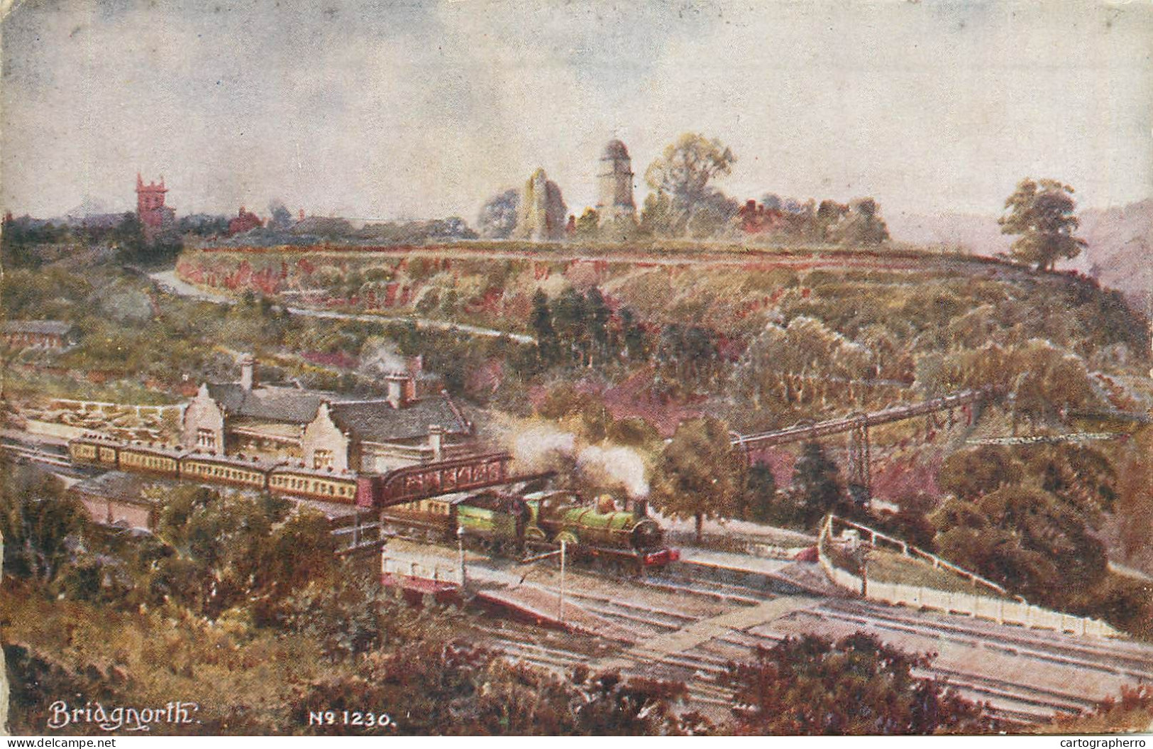 England Bridgnorth Railway Station General View Nr. 1230 Drawing Illustration - Shropshire