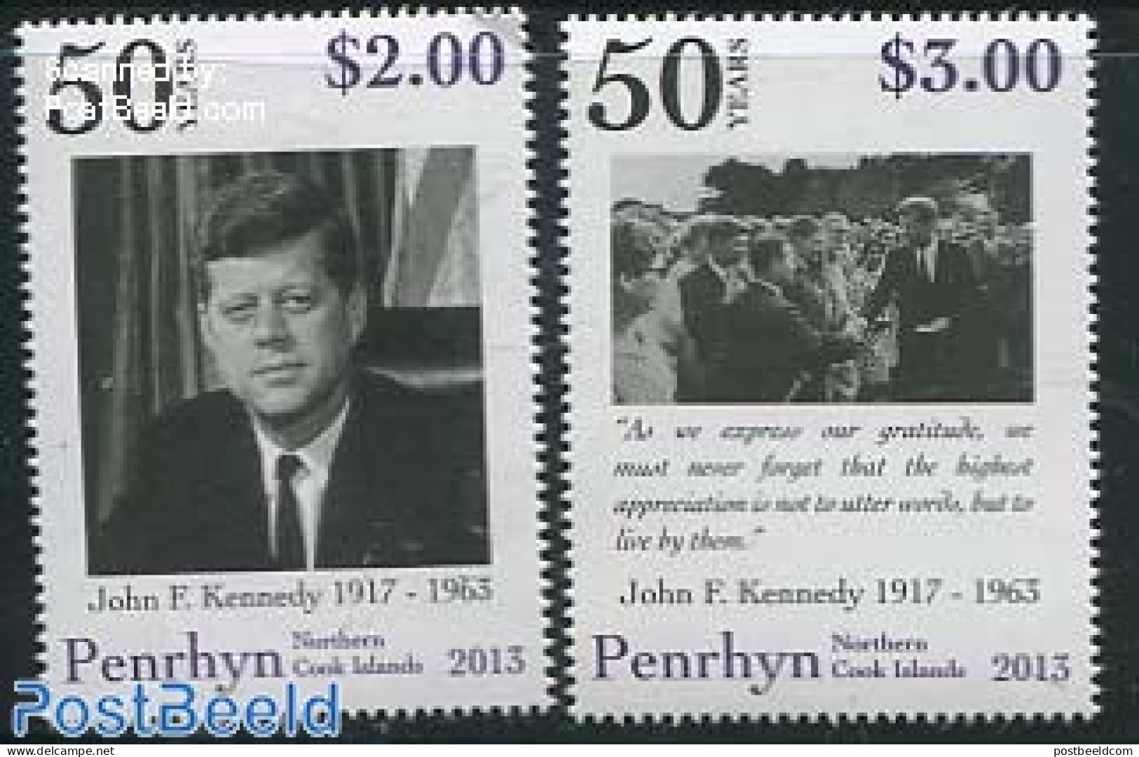 Penrhyn 2013 J.F. Kennedy 2v, Mint NH, History - American Presidents - Penrhyn