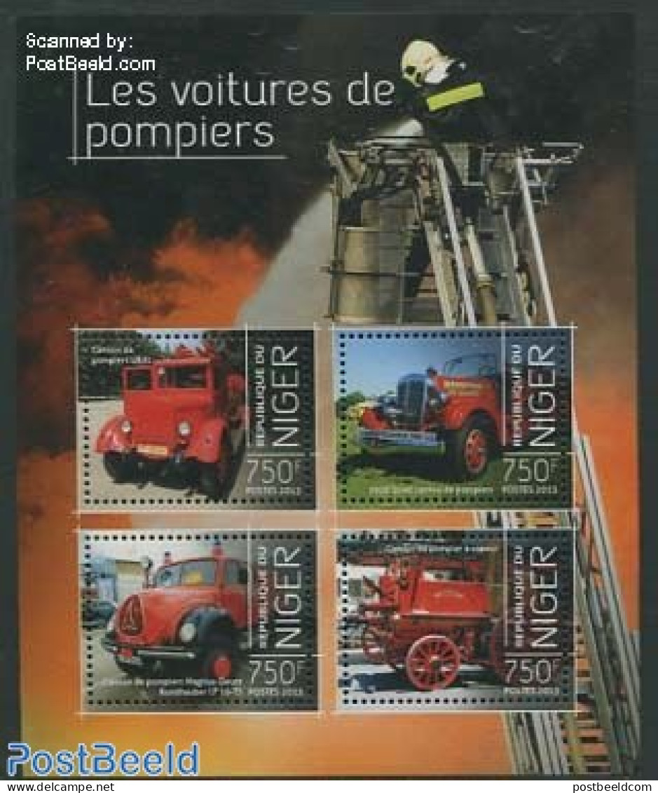 Niger 2013 Fire Engines 4v M/s, Mint NH, Transport - Automobiles - Fire Fighters & Prevention - Cars