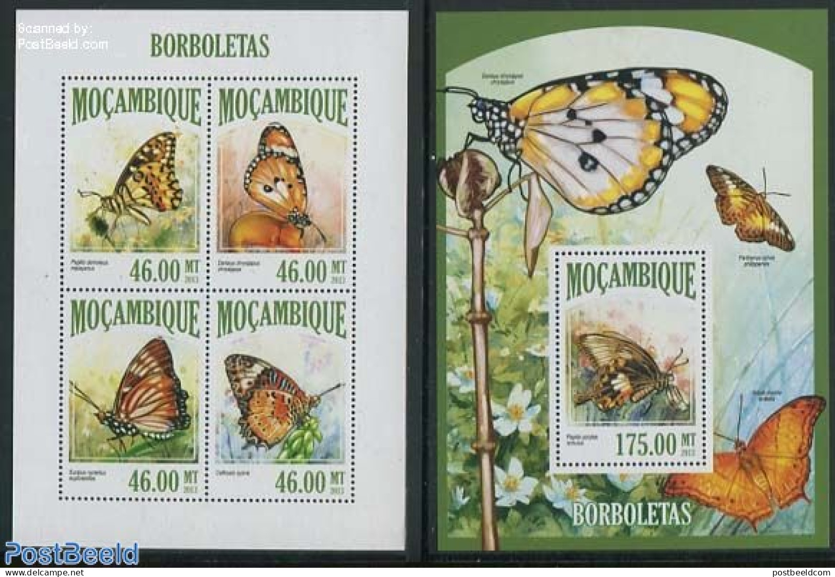 Mozambique 2013 Butterflies 2 S/s, Mint NH, Nature - Butterflies - Mozambique