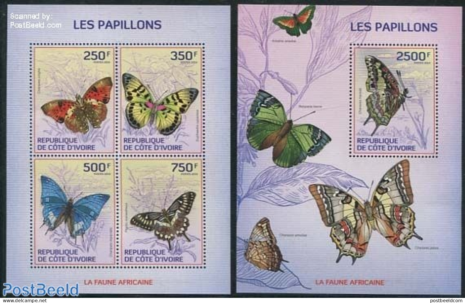 Ivory Coast 2014 Butterflies 2 S/s, Mint NH, Nature - Butterflies - Nuovi