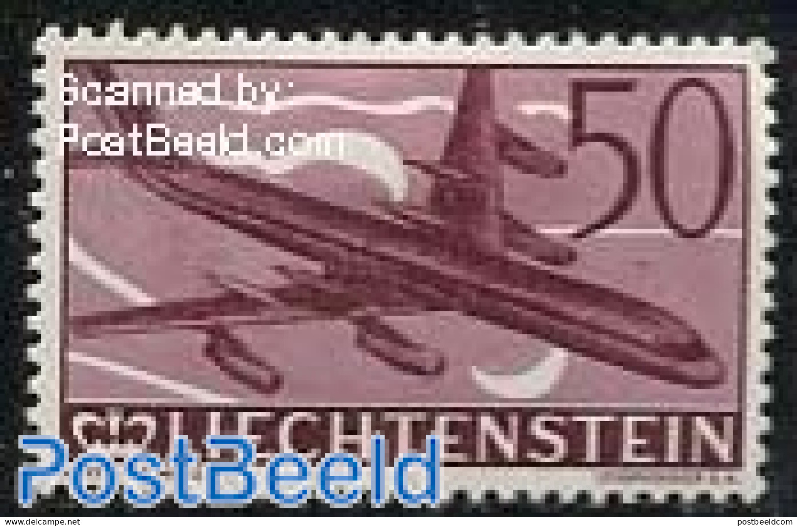 Liechtenstein 1960 50Rp, Stamp Out Of Set, Unused (hinged), Transport - Aircraft & Aviation - Ongebruikt