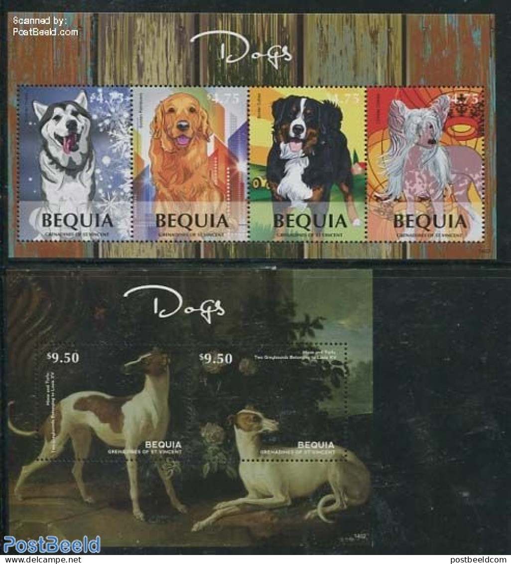 Saint Vincent & The Grenadines 2014 Bequia, Dogs 2 S/s, Mint NH, Nature - Dogs - St.Vincent & Grenadines