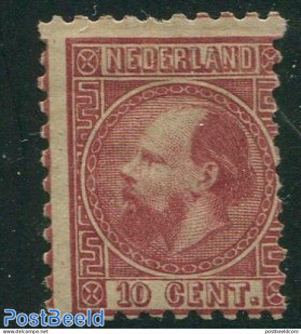 Netherlands 1867 10c, Type II, Perf. 10.5:10.25, Stamp Out Of Set, Unused (hinged) - Ungebraucht