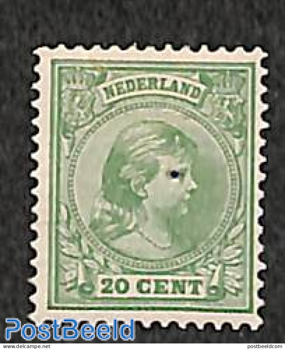 Netherlands 1891 20c, Cliche, Stamp Out Of Set, Unused (hinged) - Neufs