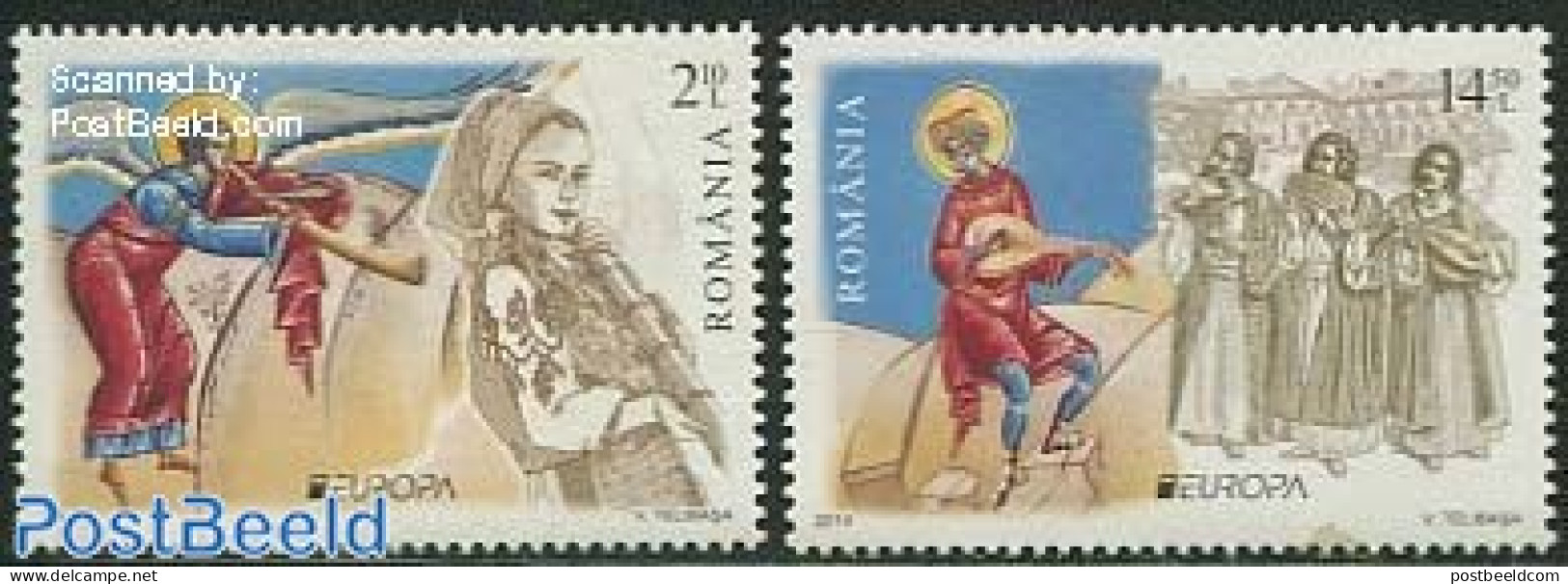 Romania 2014 Europa, Music Instruments 2v, Mint NH, History - Performance Art - Europa (cept) - Music - Musical Instru.. - Unused Stamps