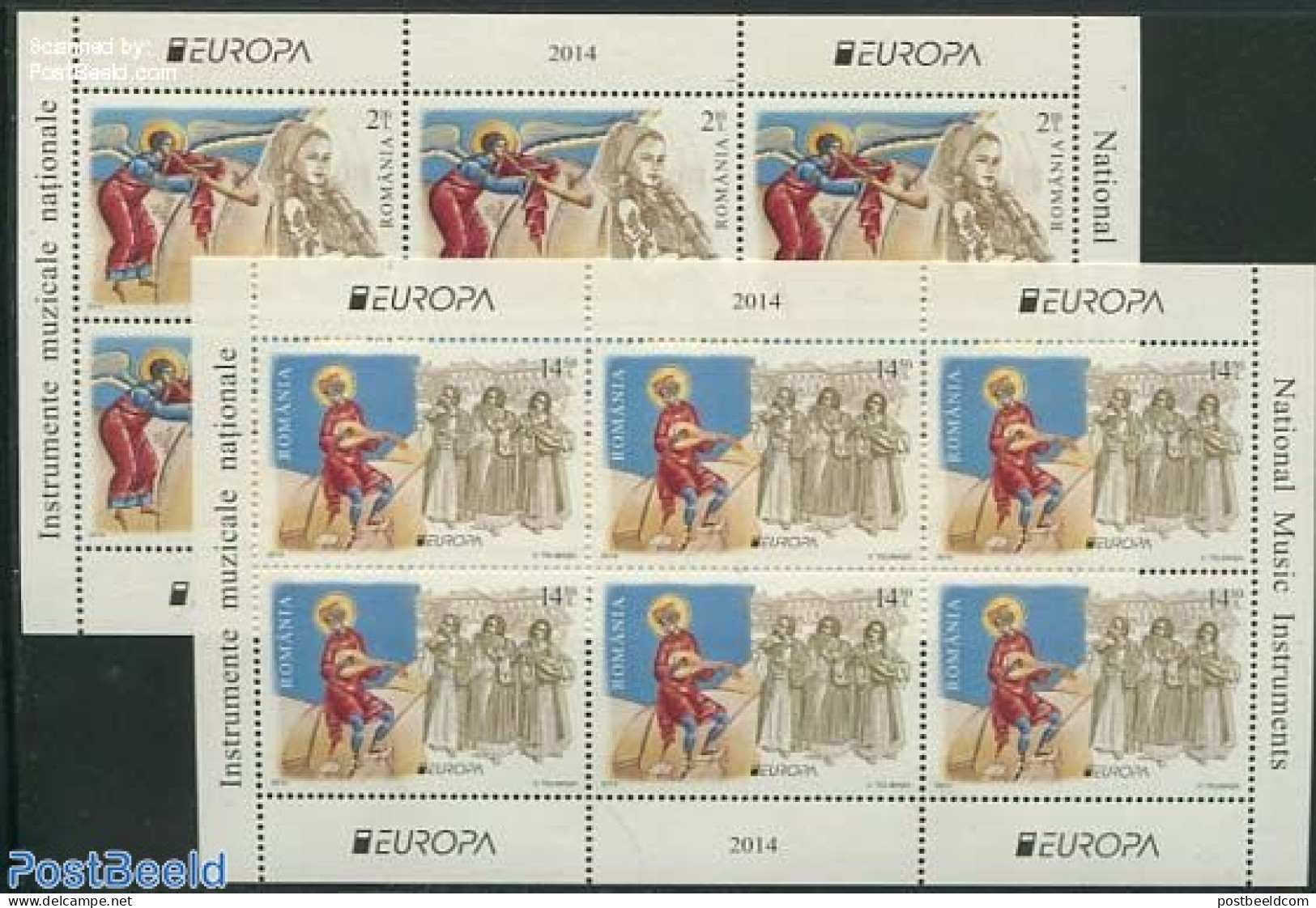 Romania 2014 Europa, Music Instruments 2 M/s, Mint NH, History - Performance Art - Europa (cept) - Music - Musical Ins.. - Unused Stamps