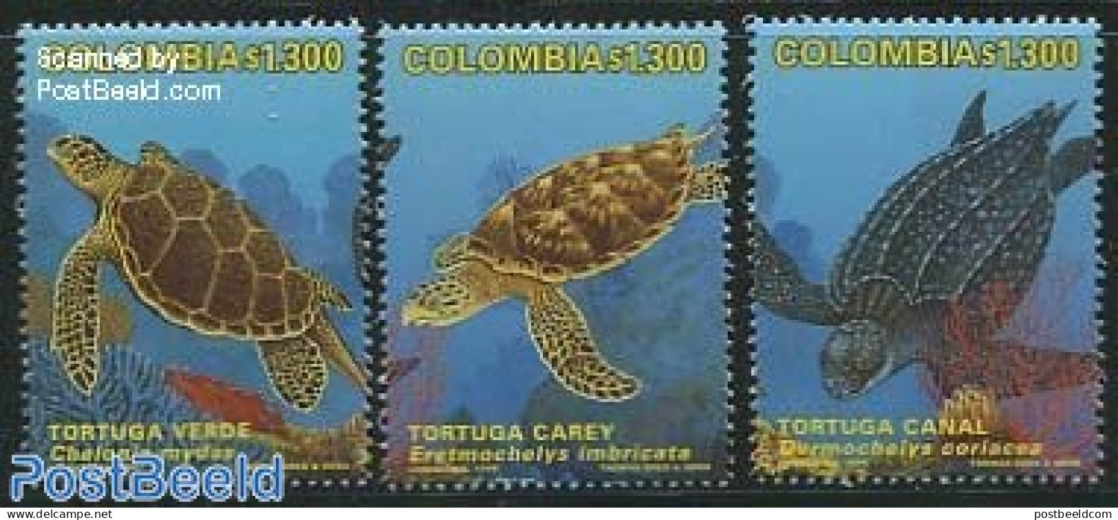 Colombia 1999 Turtles 3v, Mint NH, Nature - Reptiles - Turtles - Colombia