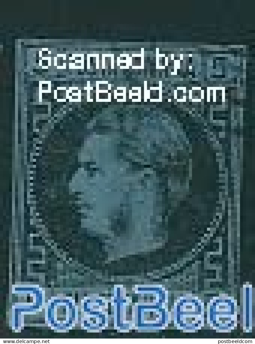 Romania 1866 5 Par Black On Thick Blue Paper, Used, Used Stamps - Gebruikt