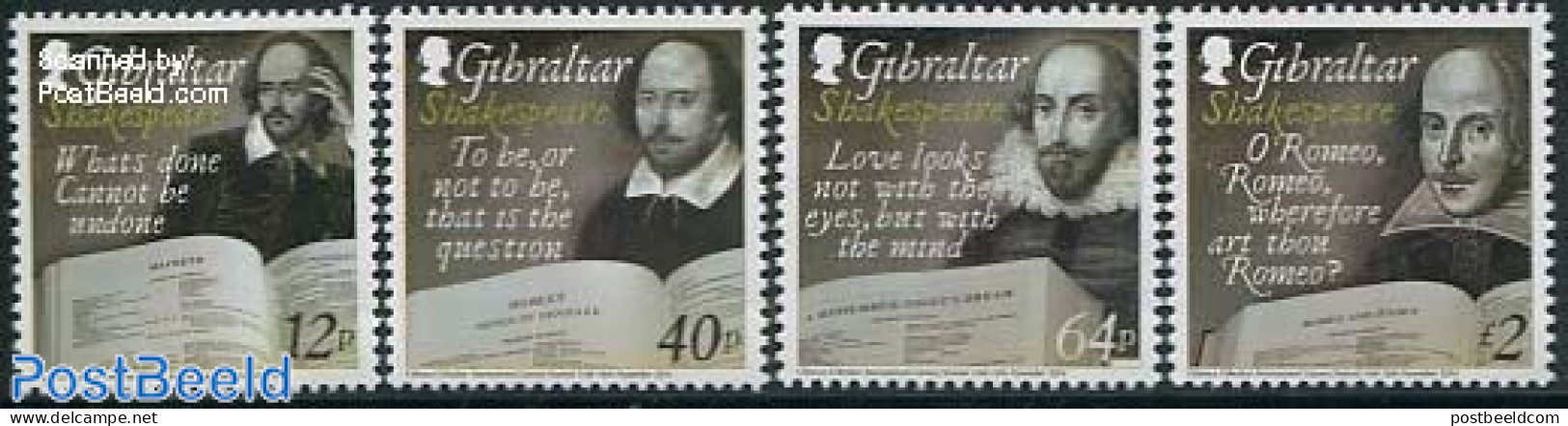 Gibraltar 2014 Shakespeare 4v, Mint NH, Art - Authors - Schrijvers