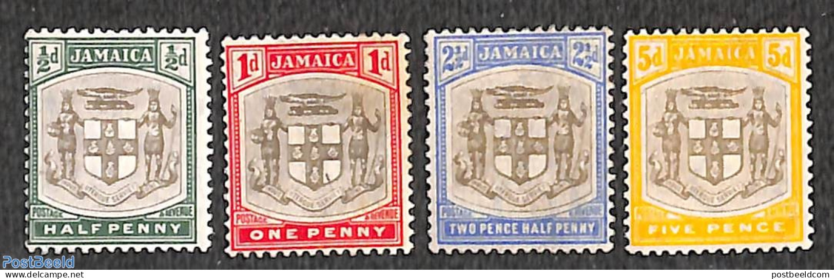 Jamaica 1903 Coat Of Arms 4v (WM Crown CA), Unused (hinged), History - Coat Of Arms - Jamaique (1962-...)