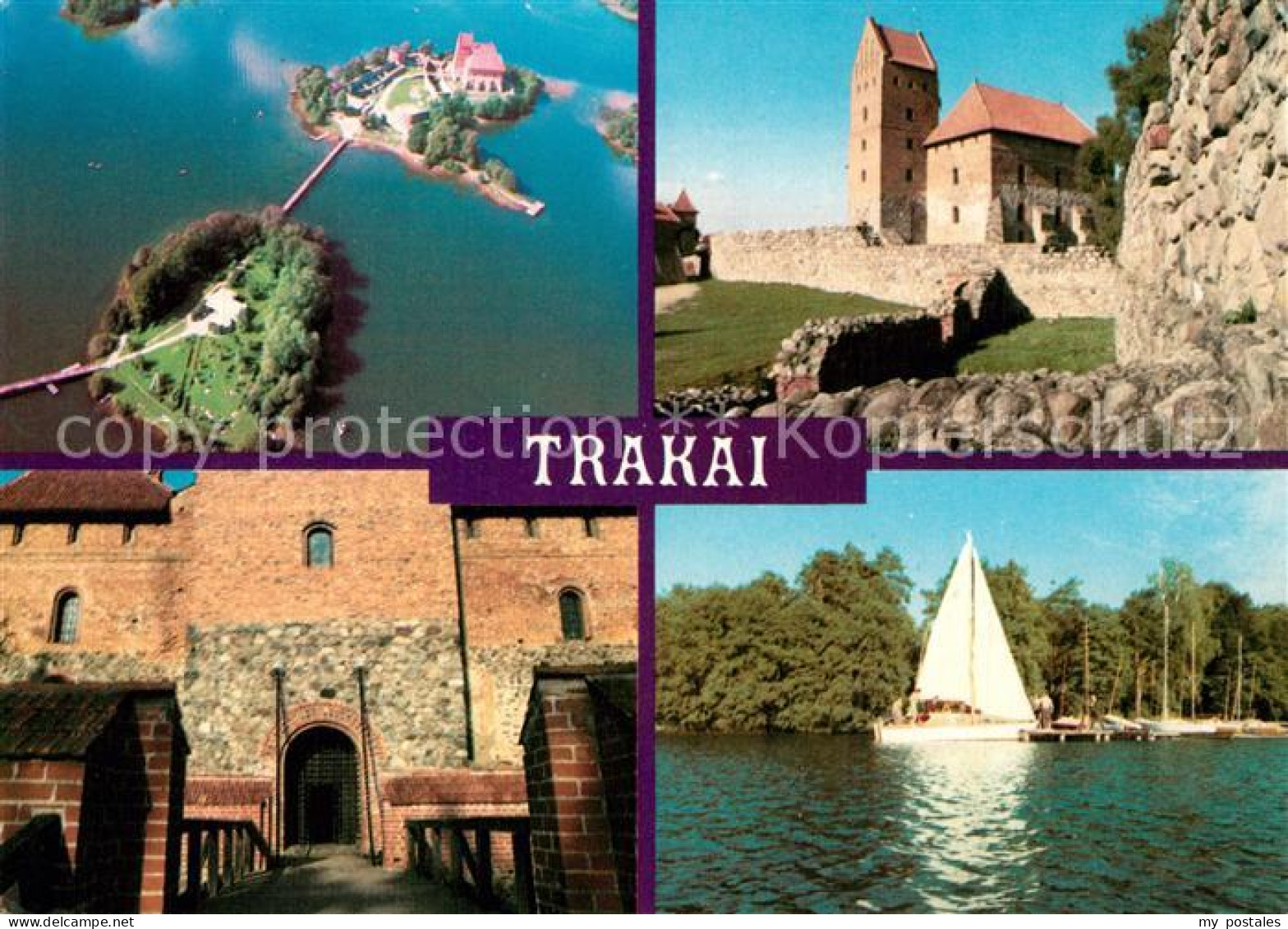 73355950 Trakai Salos Pilies Ansamblis Burg Zugbruecke Segelboot Fliegeraufnahme - Litauen