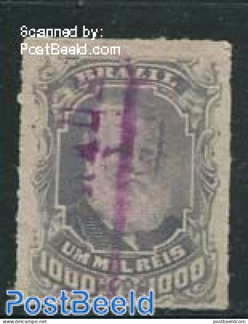 Brazil 1878 1000R Grey, Used, Used Stamps - Gebraucht