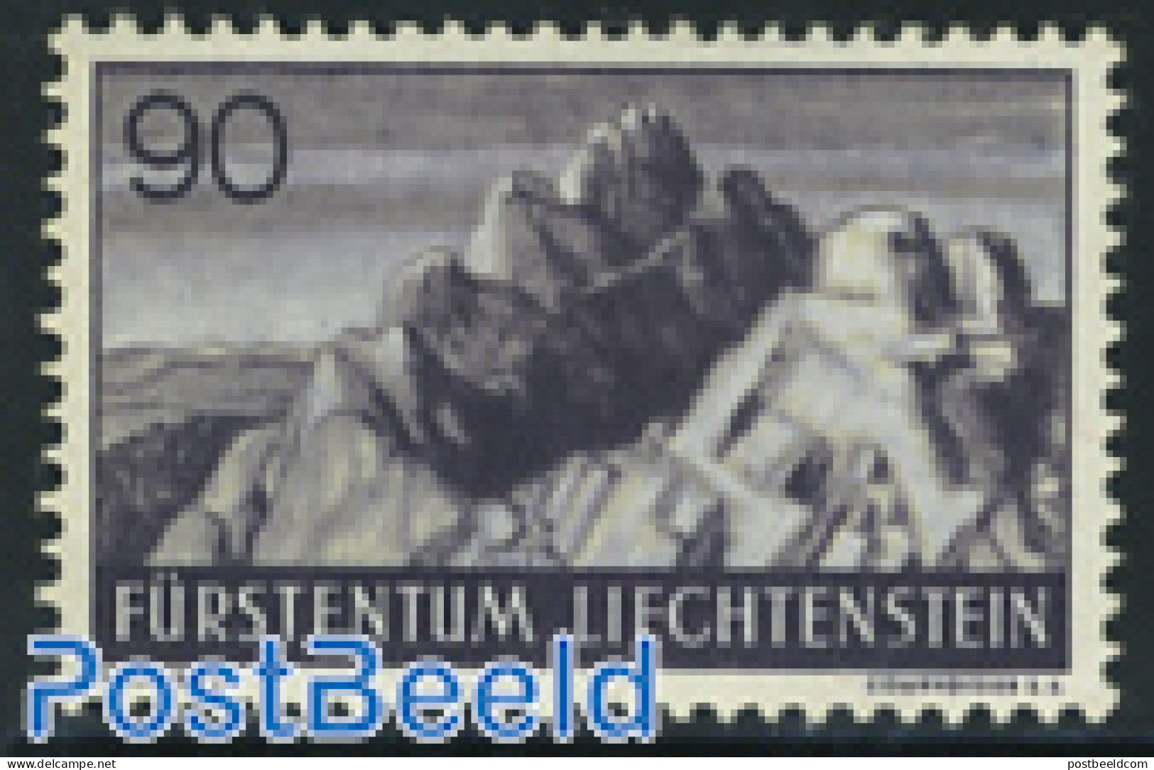 Liechtenstein 1937 90Rp, Stamp Out Of Set, Mint NH, History - Geology - Ungebraucht
