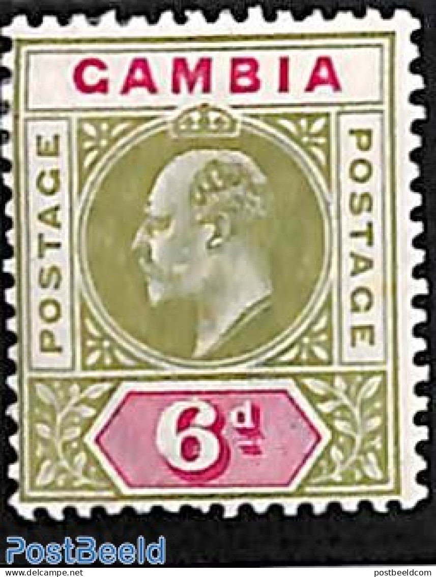 Gambia 1902 6d, WM Crown-CA, Stamp Out Of Set, Unused (hinged) - Gambie (...-1964)