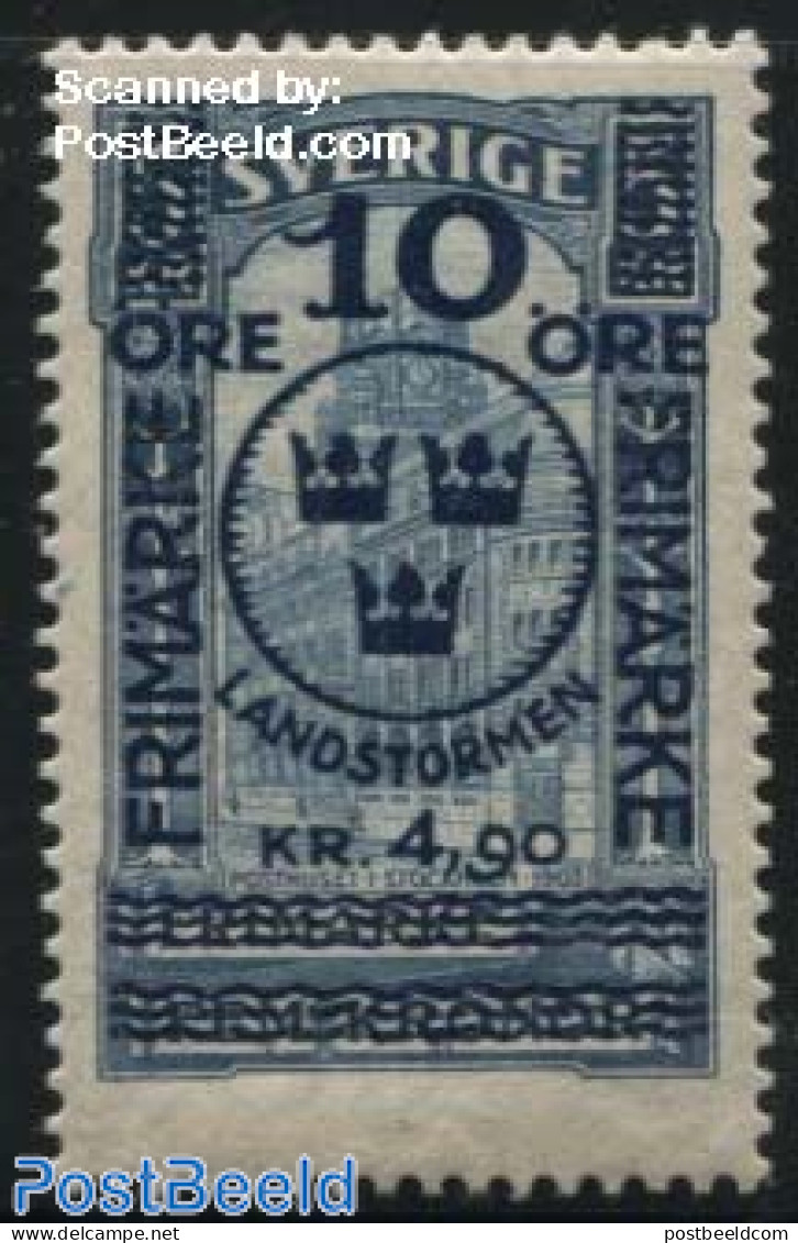 Sweden 1916 10ore+4.90Kr On 5Kr 1v, Unused (hinged) - Unused Stamps