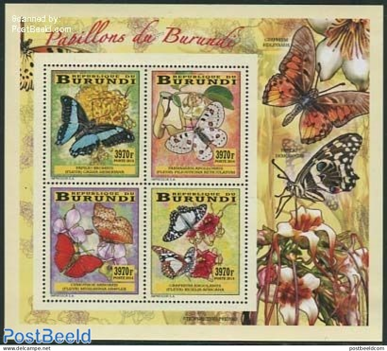 Burundi 2014 Butterflies 4 S/s, Mint NH, Nature - Butterflies - Sonstige & Ohne Zuordnung