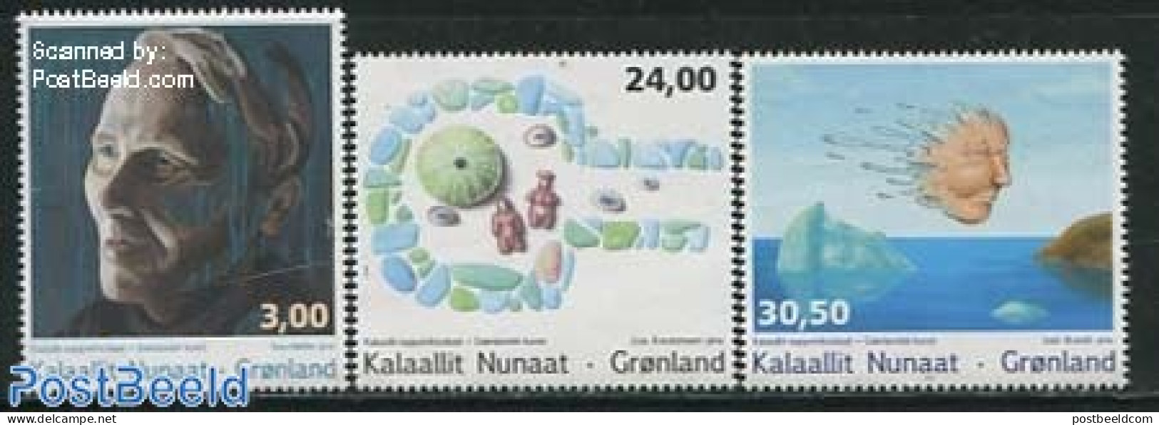 Greenland 2014 Art 3v, Mint NH, Art - Modern Art (1850-present) - Paintings - Unused Stamps