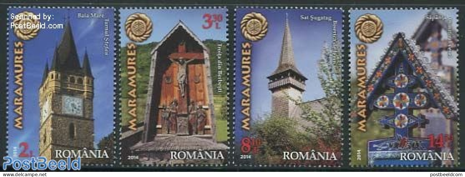 Romania 2014 Discover Romania, Maramures 4v, Mint NH, Religion - Various - Religion - Tourism - Art - Clocks - Ongebruikt