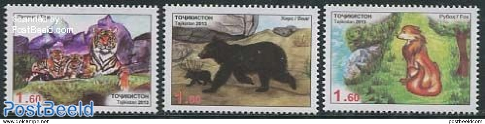 Tajikistan 2013 Animals 3v, Mint NH, Nature - Animals (others & Mixed) - Bears - Cat Family - Tajikistan