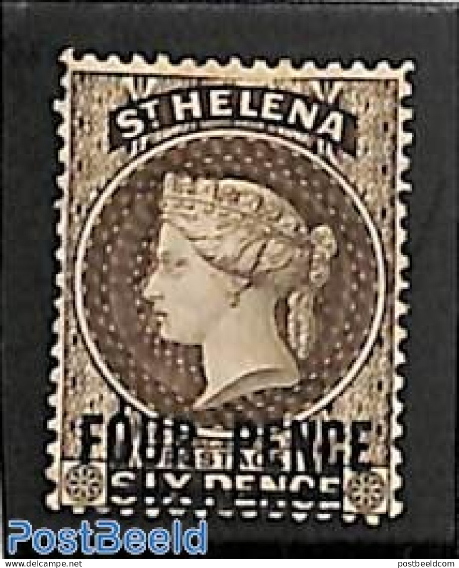 Saint Helena 1894 FOUR PENCE On 6p, Stamp Out Of Set, Unused (hinged) - Saint Helena Island