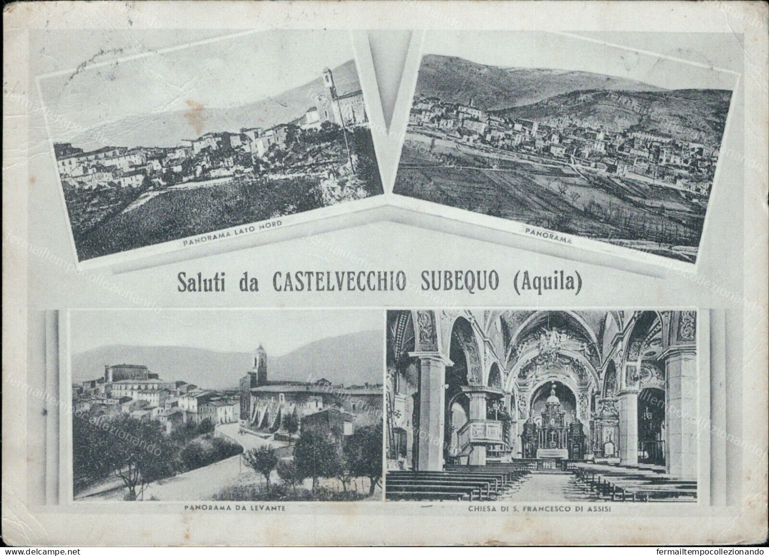 G728 Cartolina Saluti Da Castelvecchio Subequo Provincia Di L'aquila Abruzzo - L'Aquila