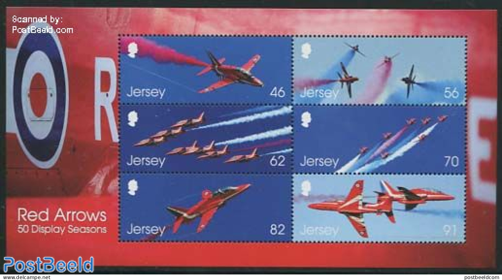 Jersey 2014 Red Arrows 6v M/s, Mint NH, Transport - Aircraft & Aviation - Aviones
