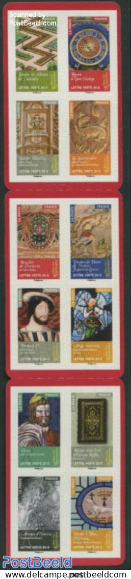 France 2014 Renaissance Art Objects 12v S-a In Booklet, Mint NH, Nature - Dogs - Stamp Booklets - Art - Clocks - Paint.. - Unused Stamps