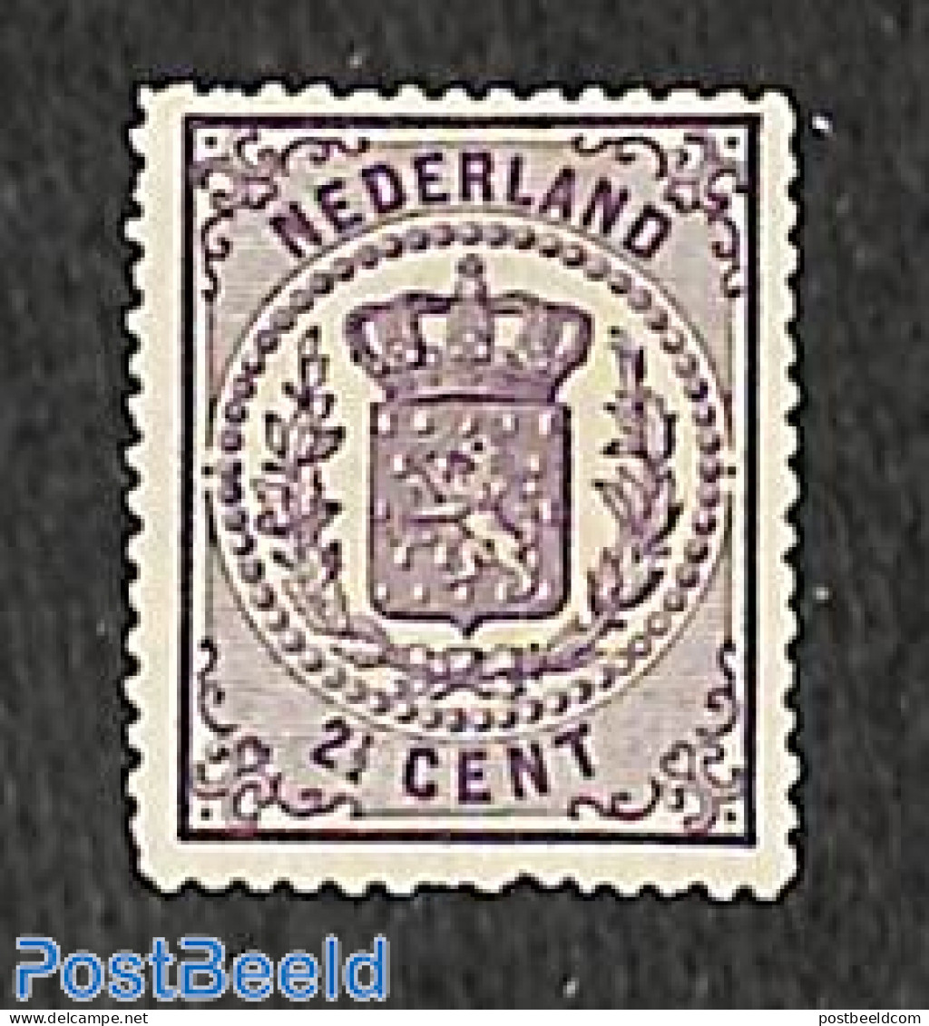 Netherlands 1869 2.5c, Perf. 14, Small Holes, Unused (hinged) - Nuovi