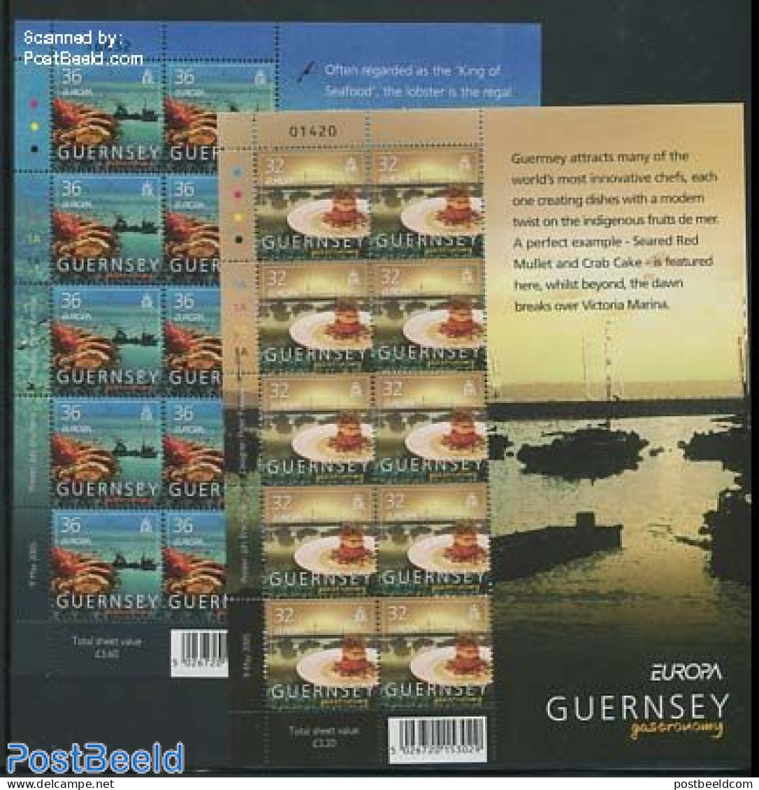 Guernsey 2005 Europa, Gastronomy 2 M/ss, Mint NH, Health - History - Transport - Food & Drink - Europa (cept) - Ships .. - Alimentation