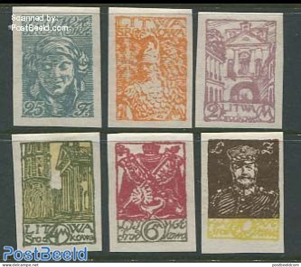 Lithuania 1920 Central Lithuania, Definitives 6v Imperforated, Unused (hinged) - Lithuania