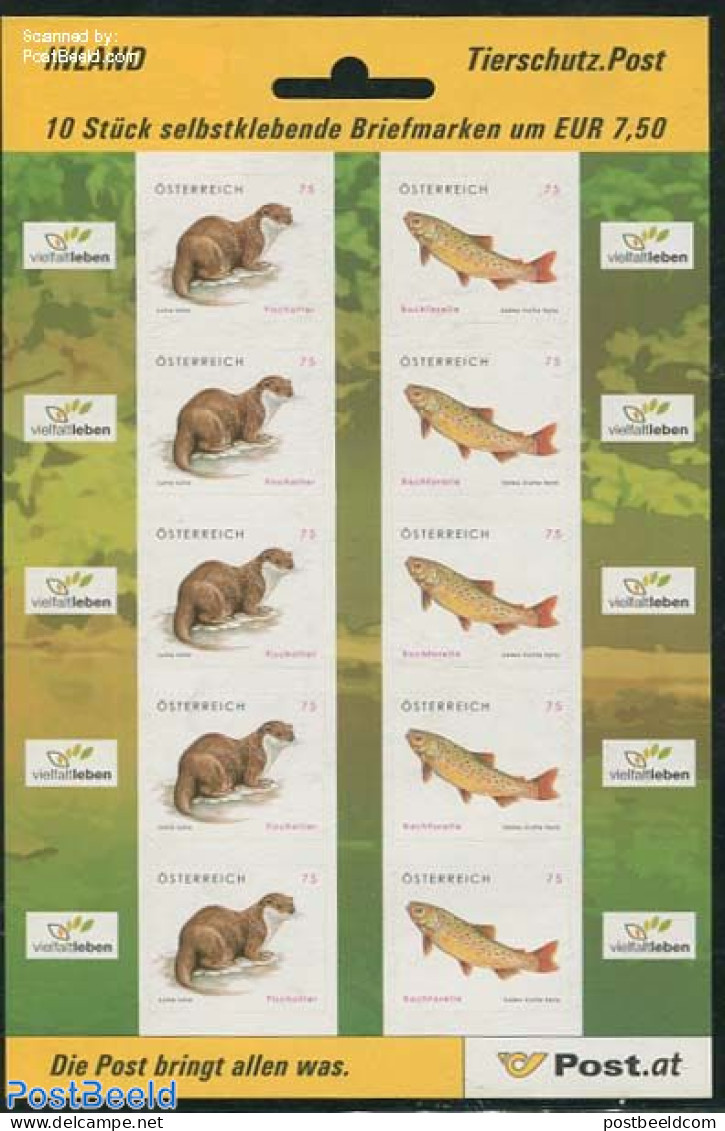 Austria 2010 Fish & Otter M/s, Mint NH, Nature - Animals (others & Mixed) - Fish - Unused Stamps