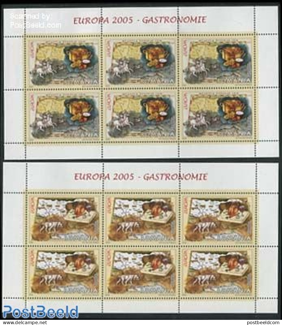 Romania 2005 Europa, Gastronomy 2 M/ss, Mint NH, Health - History - Nature - Various - Food & Drink - Europa (cept) - .. - Unused Stamps