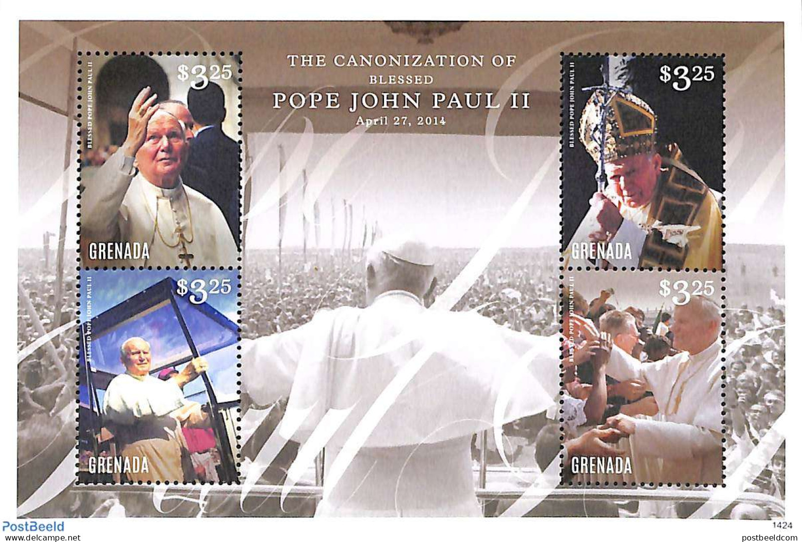 Grenada 2014 Canonization Of Pope John Paul II 4v M/s, Mint NH, Religion - Pope - Religion - Pausen