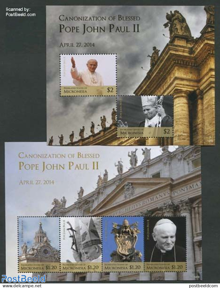 Micronesia 2014 Pope John Paul II 2 S/s, Mint NH, Religion - Pope - Religion - Papi
