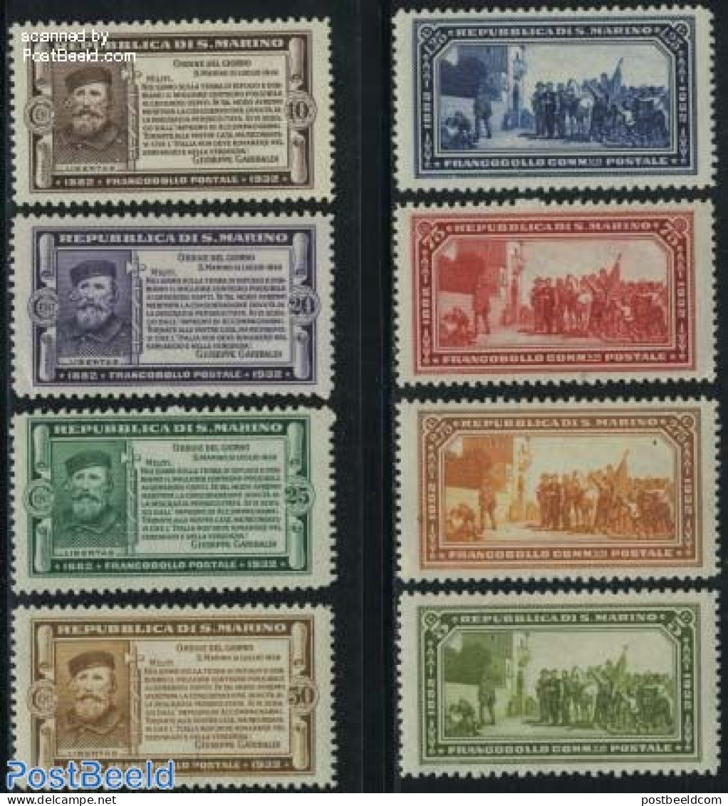 San Marino 1932 G. Garibaldi 8v, Unused (hinged) - Unused Stamps