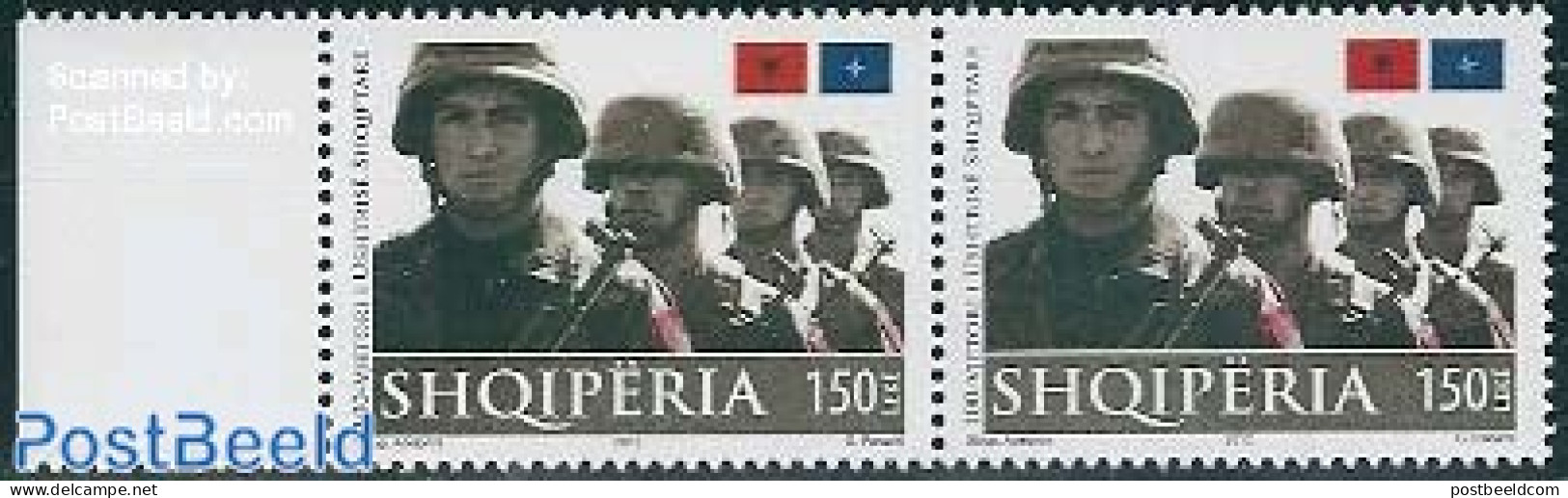 Albania 2012 100 Years Army 2x150 Leke [:], Mint NH, History - Various - Militarism - Errors, Misprints, Plate Flaws - Militares
