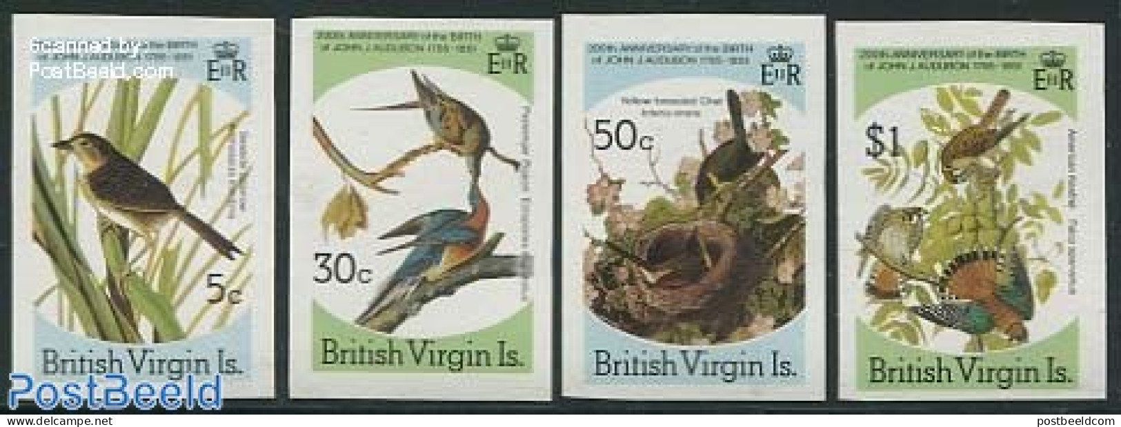 Virgin Islands 1985 Audubon, Birds 4v, Imperforated, Mint NH, Nature - Birds - British Virgin Islands