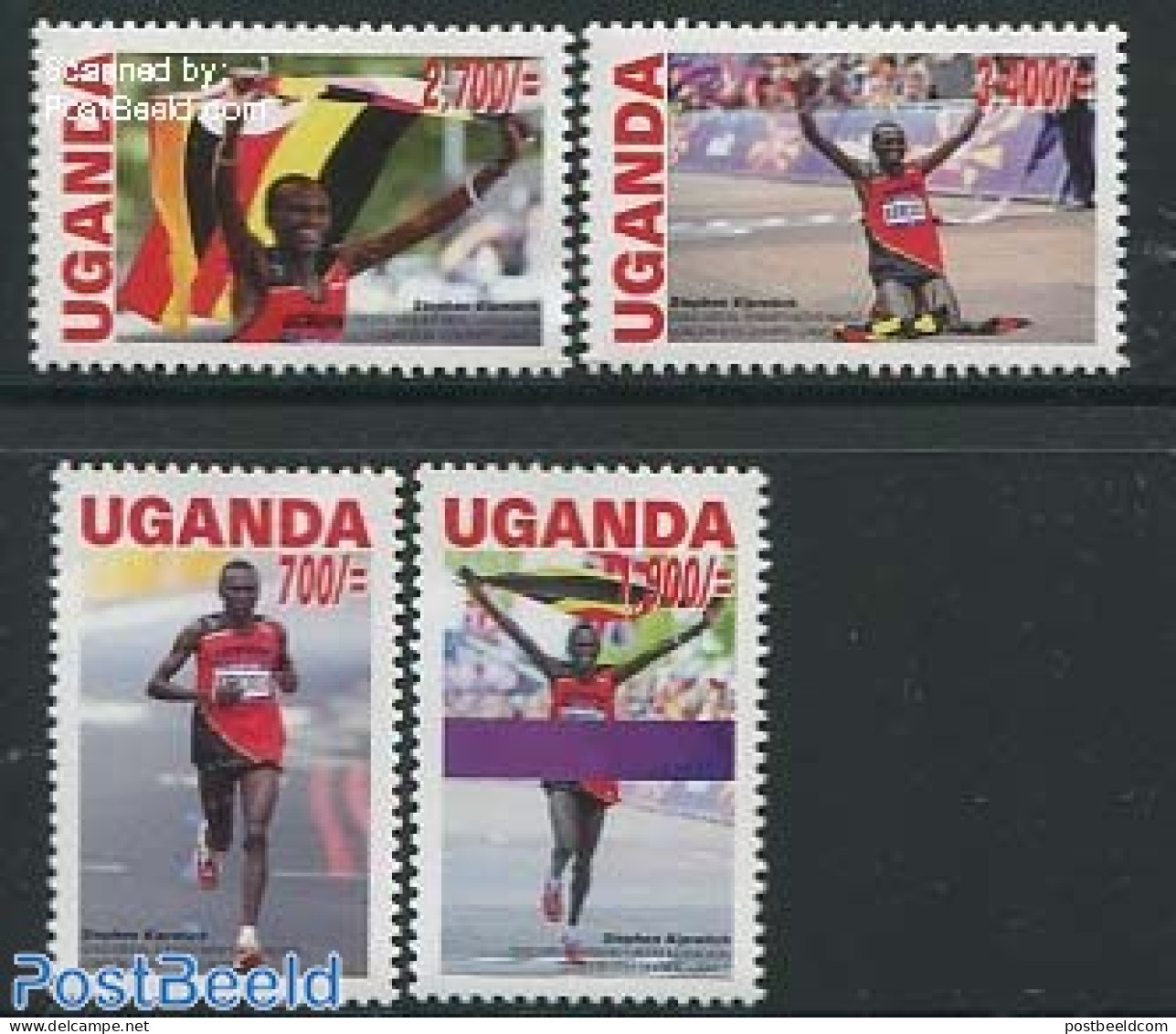 Uganda 2013 Stephen Kiprotich, London 2012 Olympic Medal Winner 4v, Mint NH, Sport - Athletics - Olympic Games - Atletica