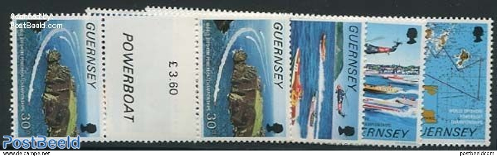 Guernsey 1988 Powerboat Race 4 Gutter Pairs, Mint NH, Sport - Transport - Various - Sport (other And Mixed) - Helicopt.. - Helikopters