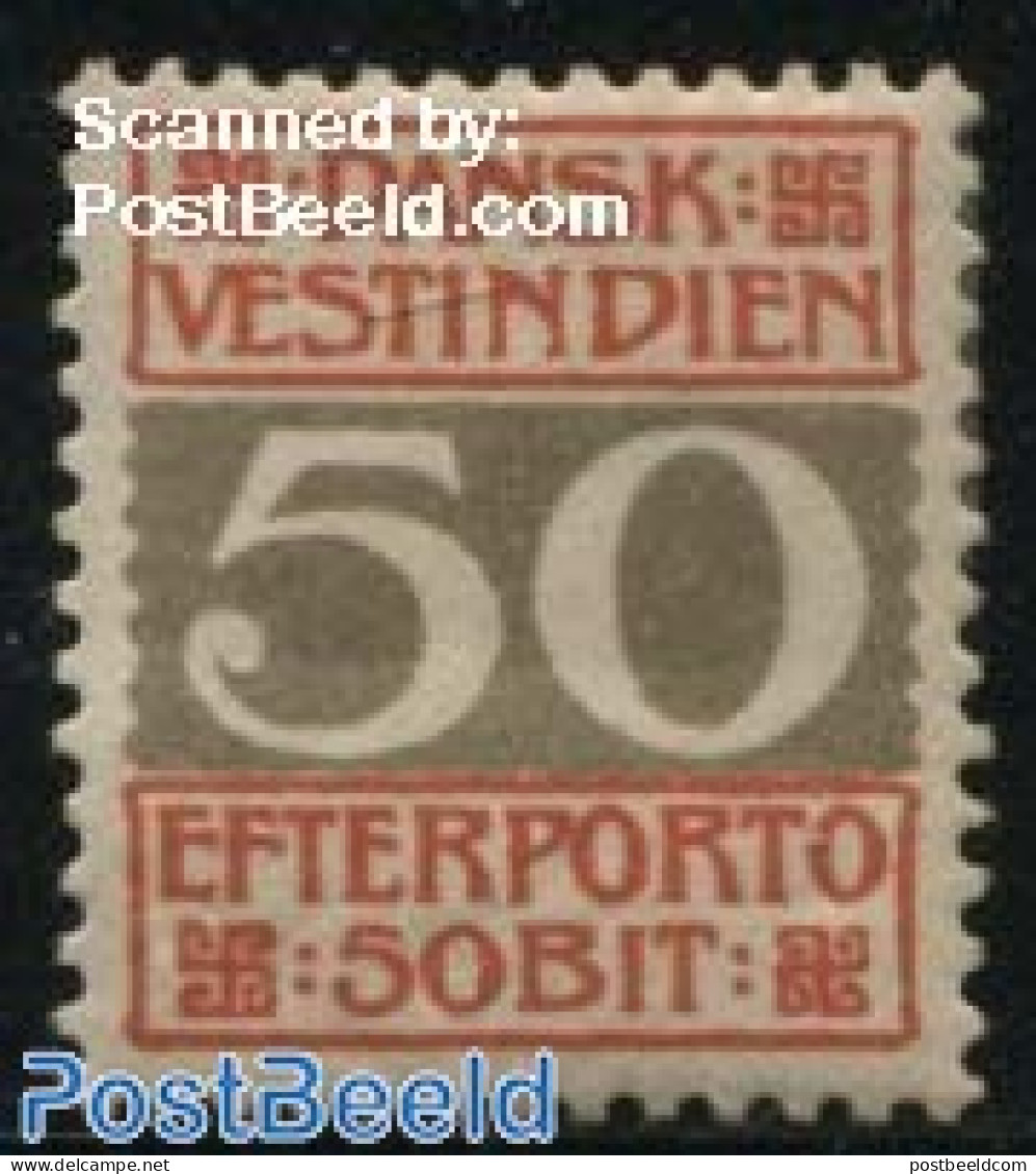 Danish West Indies 1905 50B, Perf. 12.75, Stamp Out Of Set, Unused (hinged) - Danemark (Antilles)