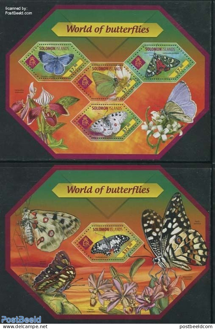 Solomon Islands 2014 Butterflies 2 S/s, Mint NH, Nature - Butterflies - Solomon Islands (1978-...)