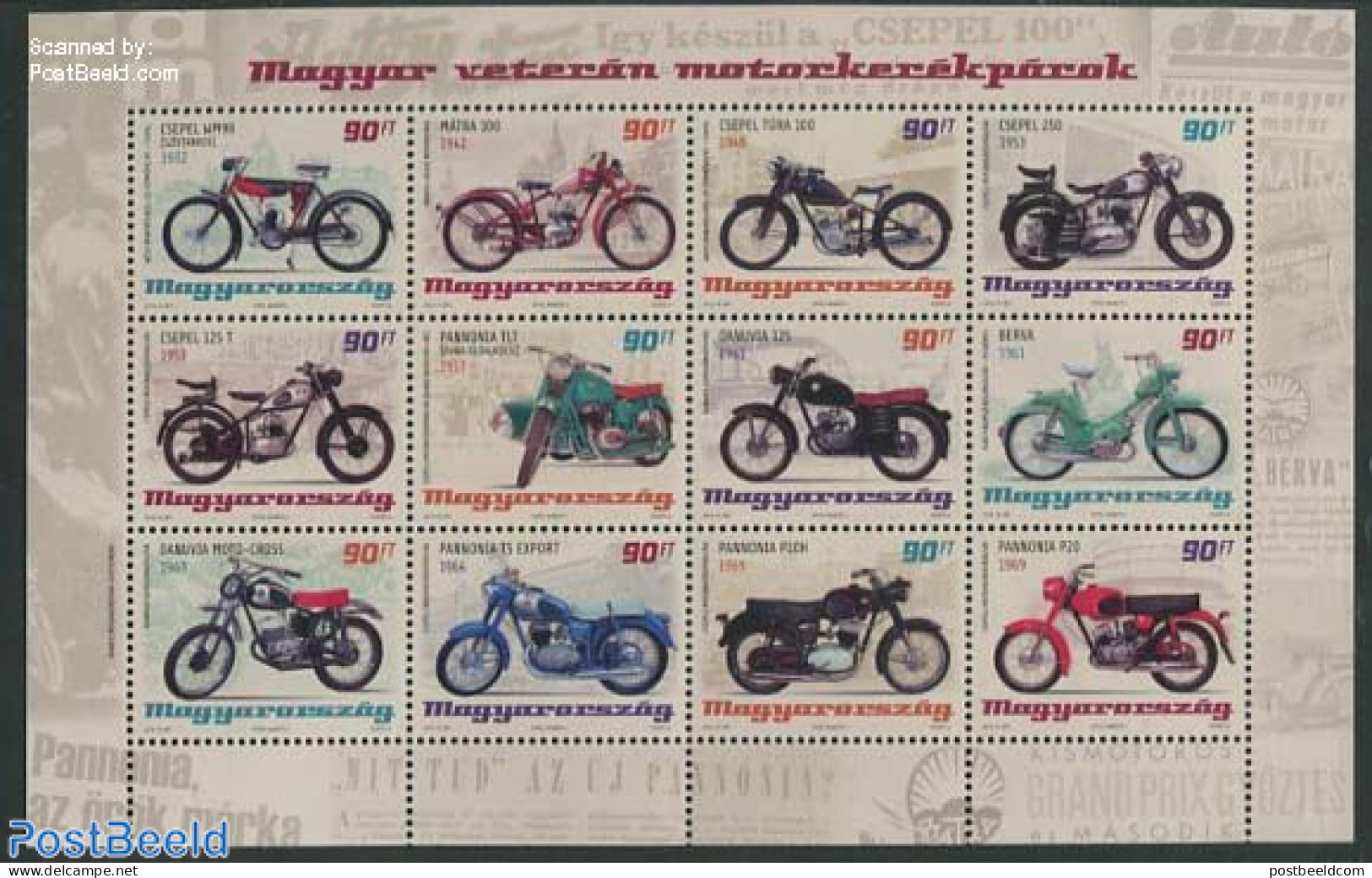 Hungary 2014 Motorcycles 12v M/s, Mint NH, Transport - Motorcycles - Unused Stamps